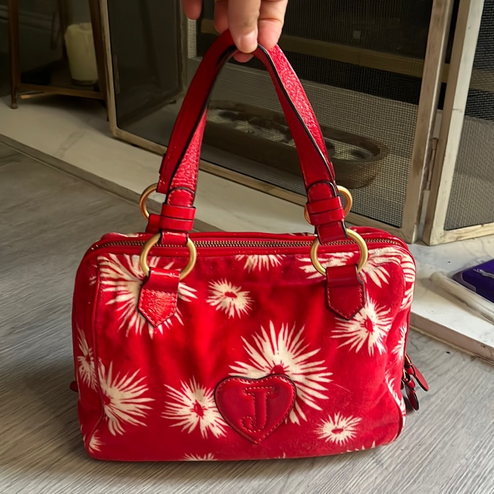 Juicy Couture Poinsetta Red/white Satchel Bag Handbag Purse